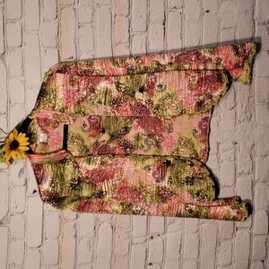 Alberto Makali crinkle jacket multicolor floral green pink Sz L